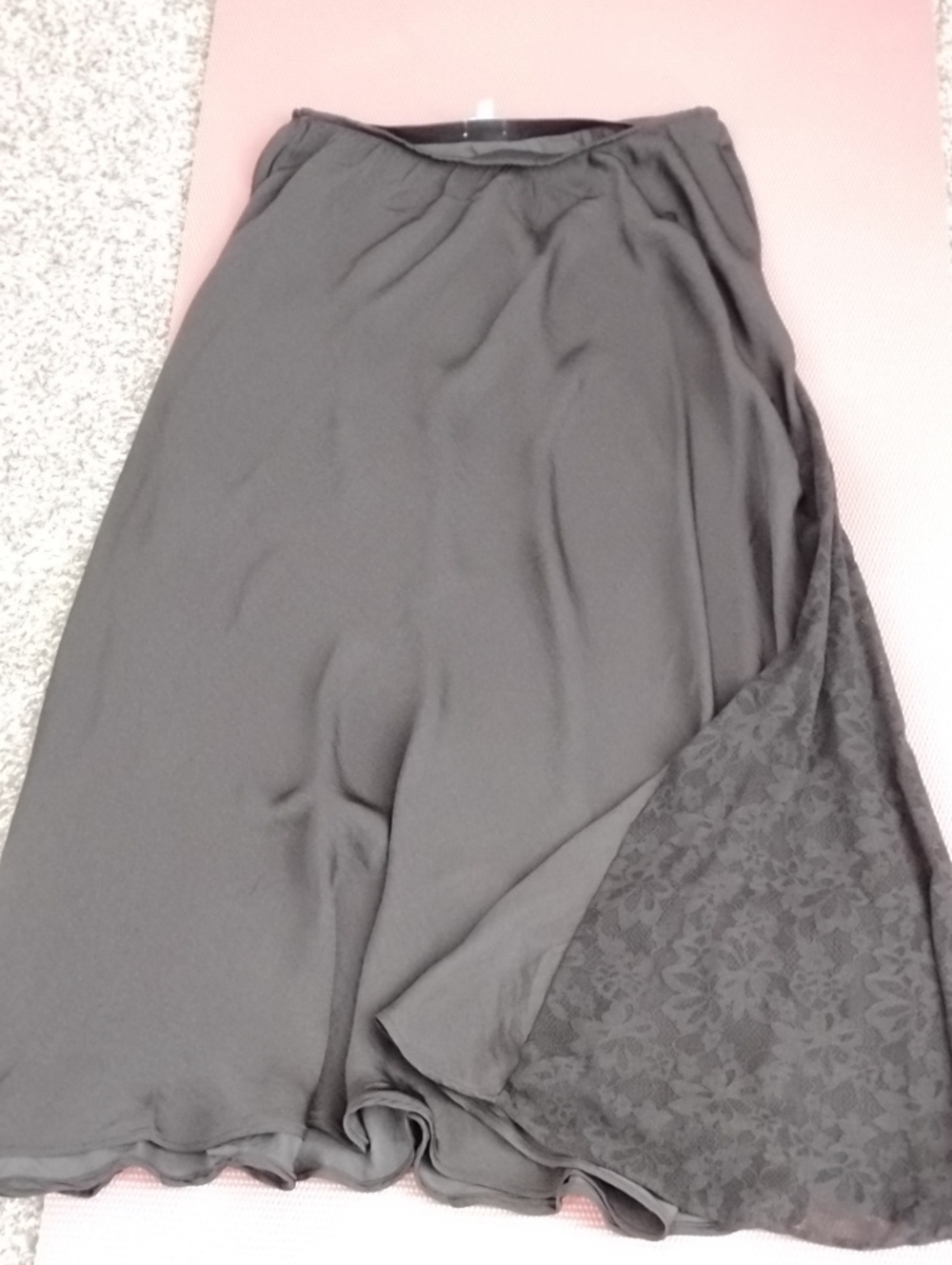 Aerie Satin Maxi Skirt With Lace Panels